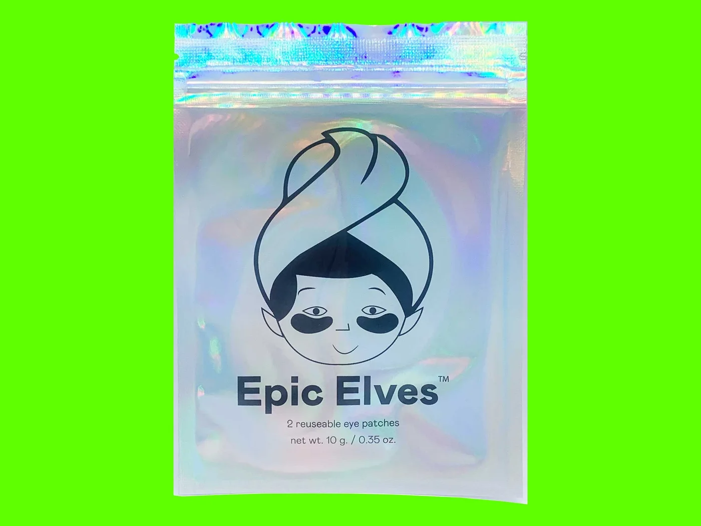Epic Elves holographic eye-patch packaging